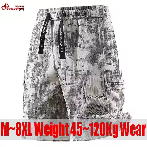 Plus Size 7XL 8XL High street Summer men's casual and cargo Shorts hommes Outwear bermudas masculina