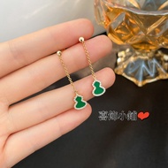 Real Shot❤ Korean Version New Style Gourd Fritillary Agate Diamond Pendant Earrings Female Earrings 