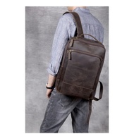 Antique Crazy Horse Genuine Leather Backpack Men's Backpack Leather Laptop Backpack