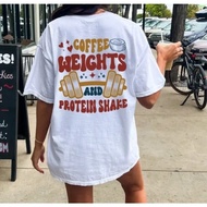 S-5XL Ready stock Coffee Weight Protein Shirt Coffee Lovers Tee Pump Cover Tshirt Lifting Tops Muscl