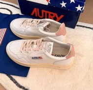 🌺全新100% AUTRY 簡約做舊系帶板鞋 女款 白粉 粉尾