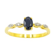 Happy Jewelry แหวนพลอยแหวนนิล Black Spinel แหวนเพชร แหวนทองเพชรแท้ ทองแท้ 37.5% PL115