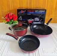 PANCI SET GSF G-2429 / PANCI SET ANTI LENGKET SERI TEFLON GSF 2429 / PANCI WAJAN COOKWARE SET TEFLON