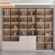WJ02Zifan Solid Wood Bookcase Integrated to the Top Glass Cabinet Combination Floor Home Living Room Wall Cabinet Storag