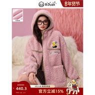 B.Duck Little Yellow Duck Winter 2025 Pink Hooded Lamb Fleece Jacket