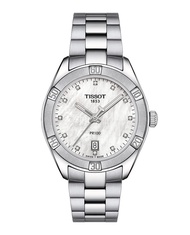 Tissot PR100 Sport Chic ทิสโซต์ พีอาร์ 100 สปอร์ต ชิค มุกสีขาว เทา T1019101111600  นาฬิกาผู้หญิง