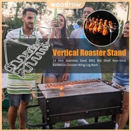 Folding Chicken Wing Leg Rack Chicken Leg BBQ Grill 14 Slots Stainless Steel Roaster Stand Portable 