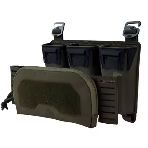 Tactical Multi-caliber Triple Magazine Pouch And 2nd Layer Admin Bag Hunting Combat Airsoft Vest Pla