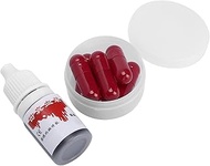01 02 015 Fake Blood Spray, Fake Blood Pill Convenient with 6 Capsules Fake Blood for Most People fo