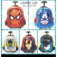 Trolley Bag trolley School Kids Kindergarten Sequins LED spiderman batman captain ironman transformers