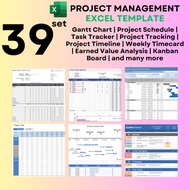 39 SET EXCEL TEMPLATE FOR PROJECT MANAGEMENT : Gantt Chart | Kanban Board | Project Timeline | Actio