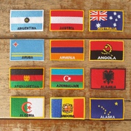 Iron On Embroidery Country Flag [Bendera Huruf A] Iron On Patch Embroidery Patch