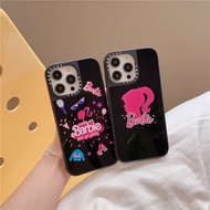 CASETiFY Mirror Case【Barbie Girl Shadow sticker】IPhone Case For iPhone 15 Pro MAX 12 13 14 Pro MAX Cartoon Side letter Impact Resistant Silicone Phone Cover Soft TPU Casing