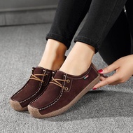 Boat Shoes Flats Loafers Women Big Size Lace-up Shoes Leather Shoes Suede Shoes