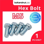 M5 Hex Bolt DIN933 | Grade 8.8 High Tensile Steel | Zinc Plating | Full Thread Skru | M5 Screw | Bol