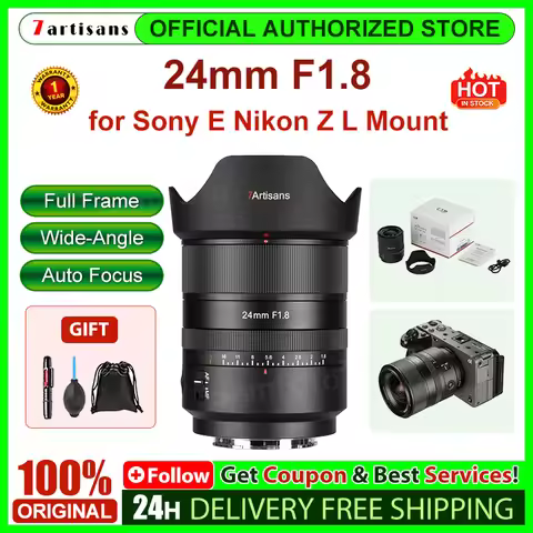 7artisans AF 24mm F1.8 Full Frame Large Aperture Camera Lens for Portrait Photography for Sony E/Nik