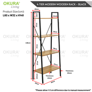 OKURA 4 Tier Multipurpose Shelf Storage Rack Home Living Office