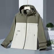 Jaket Pelindung Matahari Lelaki Jaket Memancing Pelindung UV Luaran Ringan Jaket Kulit Disambung mew