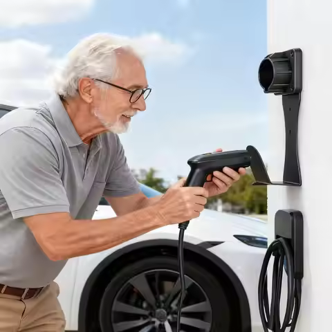 EV Charging Cable Holder Wall Mount EV Charger Stand Stainless Steel Charger Cable Organizer for Hom