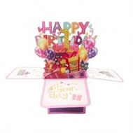 1pc Purple Pop-Up Birthday Card, Suitable For 1st/10th/18th/21st/30th/40th/50th/60th/70th/80th Birth