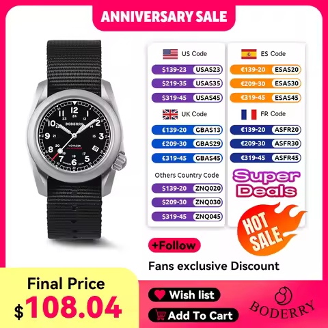 BODERRY Men's Field Watches Titanium Automatic For Seiko Top Brand Dive Wristwatch 100M Waterproof C