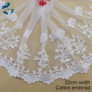 32cm wide cotton embroidery lace edges lace fabric diy trims mini dress lace ribbon garment Accessor