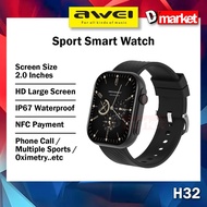 Awei H32 Smart Watch 2.0inch Screen NFC Payment Sports Watch Bluetooth Call Phone Call Awei Smartwat