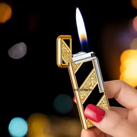 New Fashion Inflatable Butane Lighter Grinding Wheel Ultra-thin Personality Three-dimensional Emboss