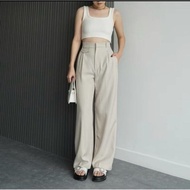 Oro Pants Women's Casual Anti-Wrinkle High Waist Culottes Trousers