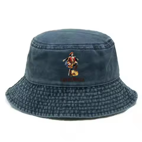 Captain Morgan Bob Bucket Hat Distressed Hats Cap Men Retro Outdoor Summer Adjustable Morgan Cap Pan