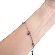 [Clearance] FAR EAST 18K/ 750 White Gold Amethyst Yellow Topaz & Blue Topaz Charm Bracelet/Anklet
