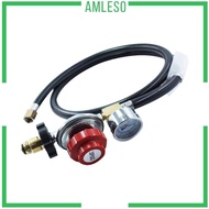 [Amleso] High Pressure Gas Regulator 30PSI Gauge with Hose Adjustable Indicator Pol Connector Metal for Fire Supply