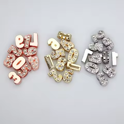 100PC/lot Frosted Back Number Slide Charm 0-9 Slide Number Hole 8mm 10mm Fit for DIY Bracelet Neckla