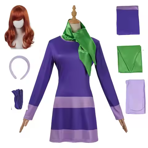 Daphne Blake cosplay costume adult Women fantasy song disguise dress socks TV cosplay Halloween cosp