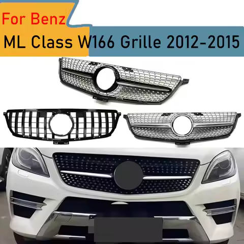 For Mercedes ML W166 2012-2015 Front Bumper Grille ABS Gloss Black Sport Mesh Grill Tuning Accessori