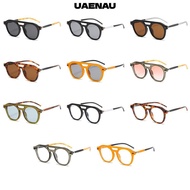 UAENAU Pilot Round Sunglasses, Luxury Fashion Orange Shades, Vintage Double Bridge Punk 70s Glasses 