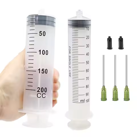 100ml/200ml Large Capacity Syringe Plastic Luer Lock Syringe With Glue Needle for Glue Dispensing, O