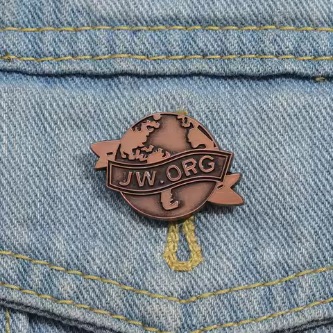 JW,ORG Banner Earth Enamel Pins Custom Antique Copper Brooches Lapel Badges Retro Vintage Jewelry Gi