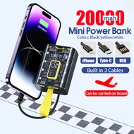 [SG Stock] 20000 mAh Mini Power Bank Large-Capacity PowerBank Fast Charging Transparent Powerbank With Built-in Cables