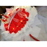 99朵 香皂玫瑰大蝴蝶结网纱花束/99pcs Soap Roses Bouquet with Big Bow and Mesh