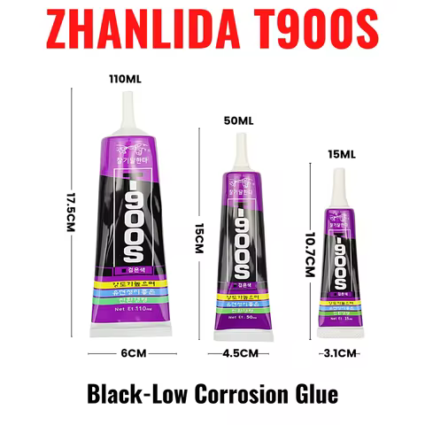 15ML 50ML 110ML Zhanlida T900S Black Low Corrosion Contact Adhesive Acrylic Friendly Phone Frame Cas