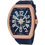 Franck Muller Vanguard Mens Automatic Date 18K Rose Gold Blue Face Blue Rubber Strap Watch V 45 SC D