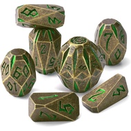 Set Dadu Logam DND, ZHOORQI 7 Keping Dadu Polihedral, Sesuai untuk Dungeons and Dragons, Permainan R