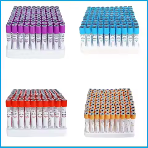 100 Pcs Disposable Vacuum Blood Collection Tube EDTA Heparin Plain Gel Serum Clot Activator PET Bloo