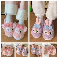 KISSCA Cartoon Plush Slippers, Bow Fluffy Warm Fur Slippers, Cute Linabell/StellaLou 3D Bunny Anti S