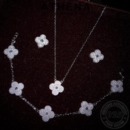 ATHENA JEWELRY Korean Diamond Perempuan Pendant Original Perak Moissanite For Silver 925 Necklace Accessories 純銀項鏈 Leher Women Clover Chain Sterling Rantai S559