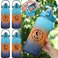 2000ml Gradient Time Reminder Water Bottle With Straw & Scale 2L Large Capacity Gym Sports Portable 