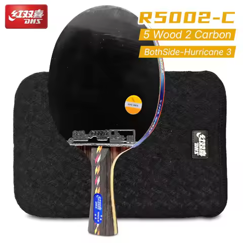 DHS R5002C Table Tennis Racket Professional 5 Wood 2 Carbon Ping Pong Racket Paddle Sticky Hurricane