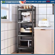 Movable Metal Storage Rack Shelf / Kitchen Rack Slit Rack / Kitchen Cooker Microwave Oven Rack with Wheels