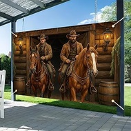 BlissYard 71 x 43 inches Western Backdrop Banner Wild West Wooden House Barn Banner Wild West Cowboy
